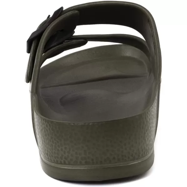 FUNKYMONKEY Women's Comfort Slides Double Buckle Adjustable EVA Flat Sandals