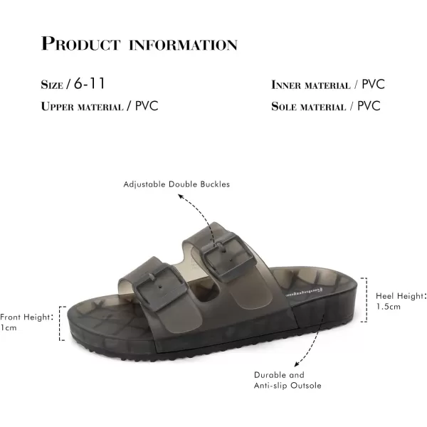 FUNKYMONKEY Women's Comfort Slides Double Buckle Adjustable EVA Flat Sandals