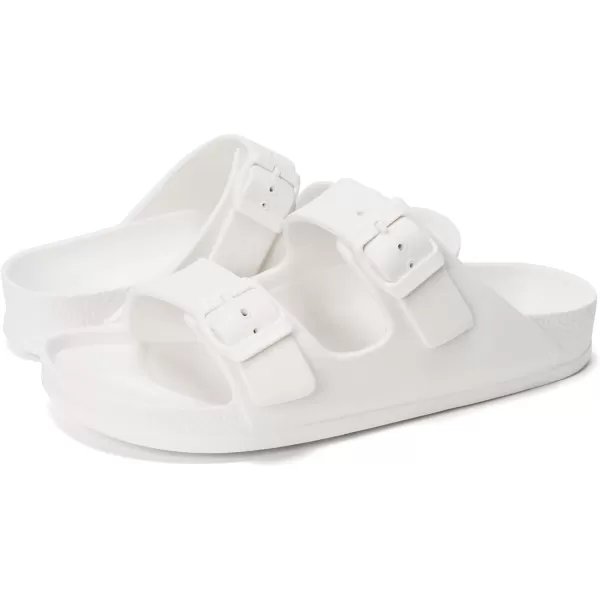 FUNKYMONKEY Women's Comfort Slides Double Buckle Adjustable EVA Flat Sandals