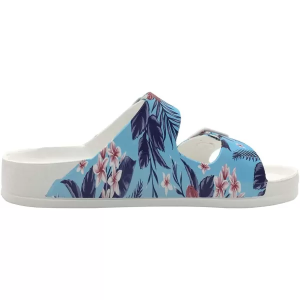FUNKYMONKEY Women's Comfort Slides Double Buckle Adjustable EVA Flat Sandals