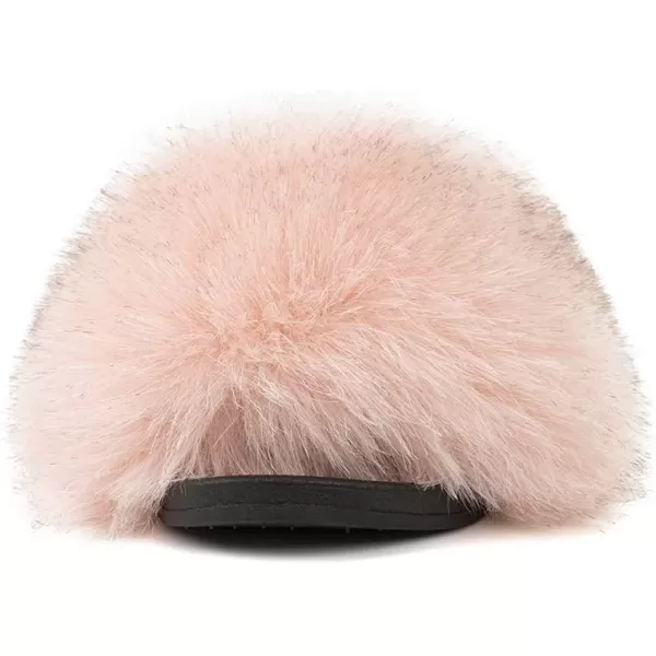FUNKYMONKEY Women's Slides Faux Fur Cute Slip On Fuzzy Slippers Comfort Flat Sandals