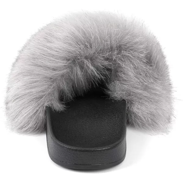 FUNKYMONKEY Women's Slides Faux Fur Cute Slip On Fuzzy Slippers Comfort Flat Sandals