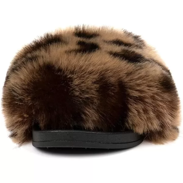 FUNKYMONKEY Women's Slides Faux Fur Cute Slip On Fuzzy Slippers Comfort Flat Sandals