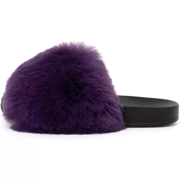 FUNKYMONKEY Women's Slides Faux Fur Cute Slip On Fuzzy Slippers Comfort Flat Sandals
