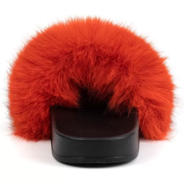 FUNKYMONKEY Women's Slides Faux Fur Cute Slip On Fuzzy Slippers Comfort Flat Sandals