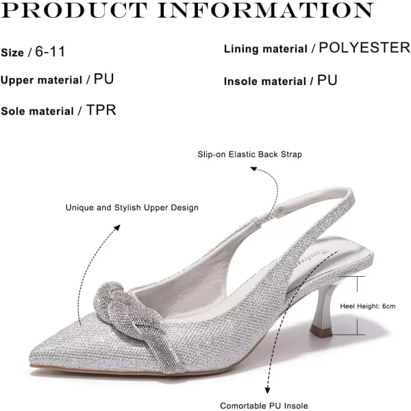 FUNKYMONKEY Women's Slingback Pumps Shoes, Elastic Strap Pointed Toe Kitten Heel Dress Wedding Party Shoes