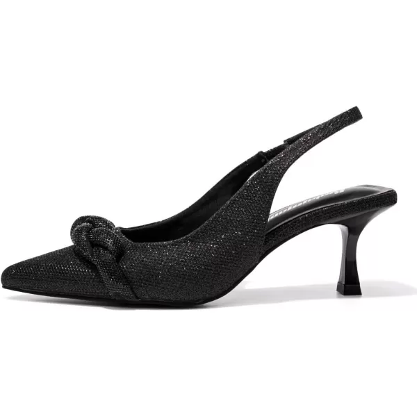 FUNKYMONKEY Women's Slingback Pumps Shoes, Elastic Strap Pointed Toe Kitten Heel Dress Wedding Party Shoes