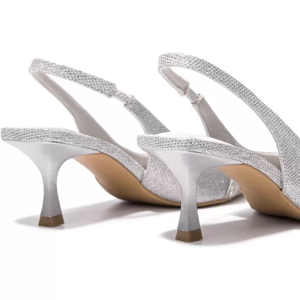 FUNKYMONKEY Women's Slingback Pumps Shoes, Elastic Strap Pointed Toe Kitten Heel Dress Wedding Party Shoes