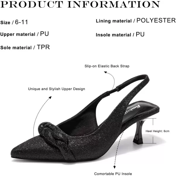 FUNKYMONKEY Women's Slingback Pumps Shoes, Elastic Strap Pointed Toe Kitten Heel Dress Wedding Party Shoes
