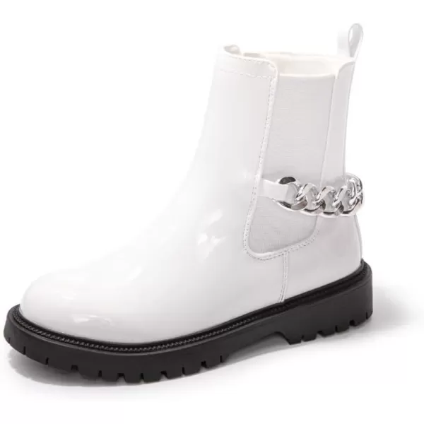 FUNKYMONKEY Boots for Girls Black White Nude Faux Leather Fashion Ankle Boots With Side Zipper for Little Kid/Big Kid
