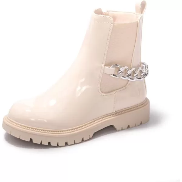FUNKYMONKEY Boots for Girls Black White Nude Faux Leather Fashion Ankle Boots With Side Zipper for Little Kid/Big Kid