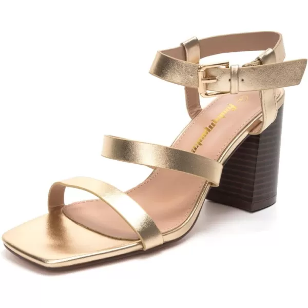 FUNKYMONKEY Heeled Sandal for Womens Chunky Heel Square Open Toe Ankle Strap Dress Sandals