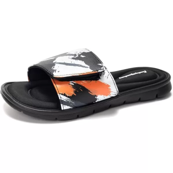 FUNKYMONKEY Memory Foam Sandals for Men, Outdoor Adjustable Comfort Graphic Strap Slide Sandals
