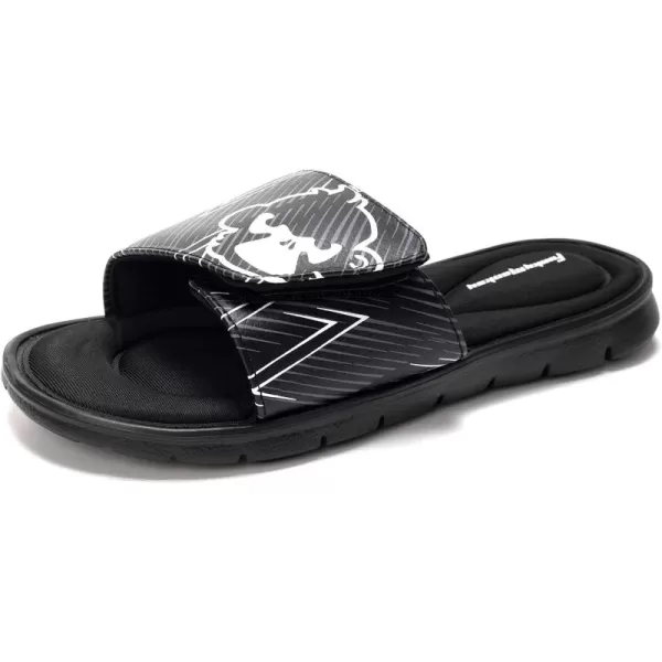FUNKYMONKEY Memory Foam Sandals for Men, Outdoor Adjustable Comfort Graphic Strap Slide Sandals