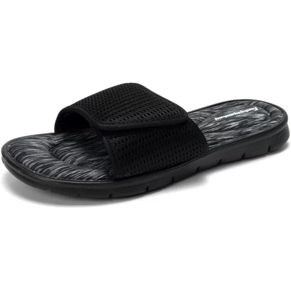 FUNKYMONKEY Memory Foam Sandals for Men, Outdoor Adjustable Comfort Graphic Strap Slide Sandals