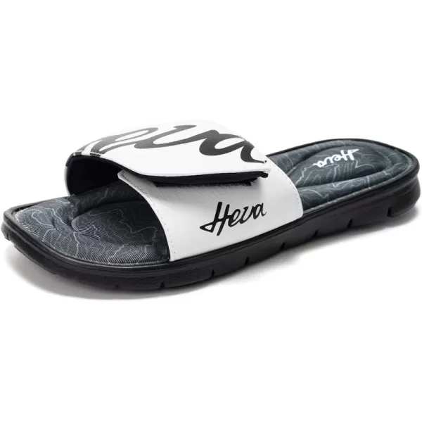 FUNKYMONKEY Memory Foam Sandals for Men, Outdoor Adjustable Comfort Graphic Strap Slide Sandals