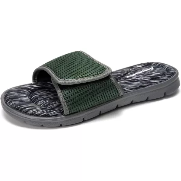 FUNKYMONKEY Memory Foam Sandals for Men, Outdoor Adjustable Comfort Graphic Strap Slide Sandals