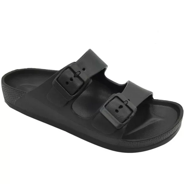 FUNKYMONKEY Men's Comfort Slides Double Buckle Adjustable EVA Flat Sandals