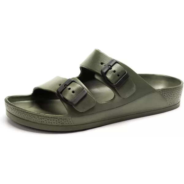 FUNKYMONKEY Men's Comfort Slides Double Buckle Adjustable EVA Flat Sandals
