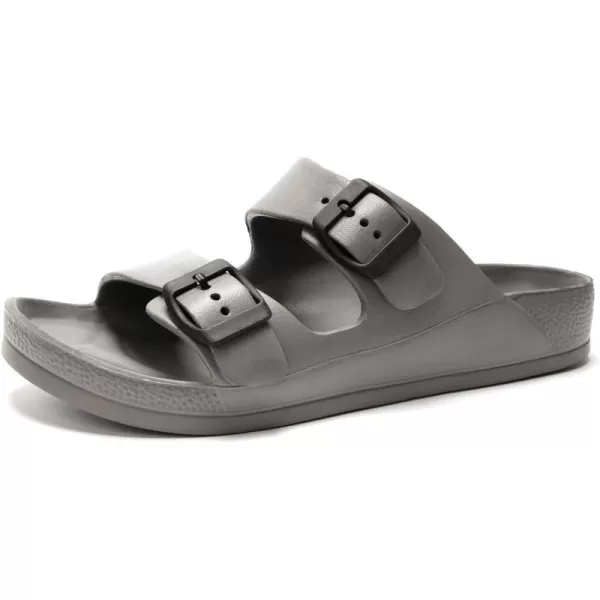 FUNKYMONKEY Men's Comfort Slides Double Buckle Adjustable EVA Flat Sandals