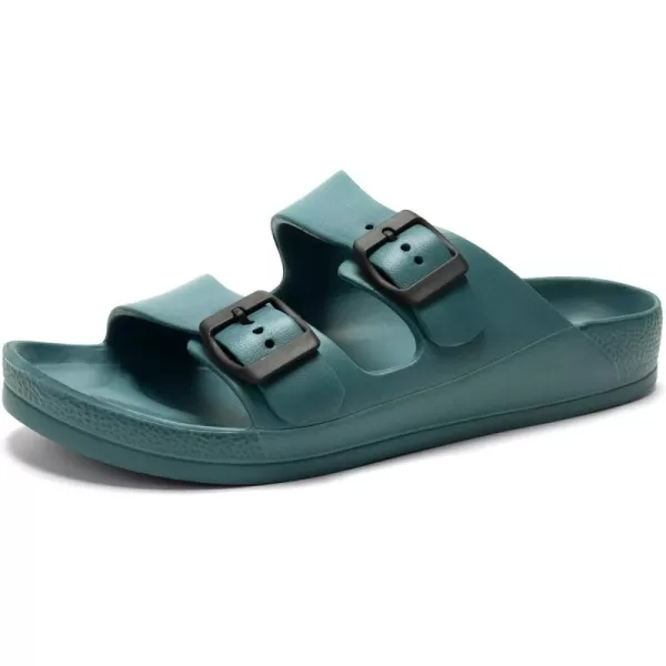 FUNKYMONKEY Men's Comfort Slides Double Buckle Adjustable EVA Flat Sandals