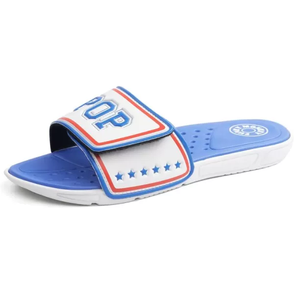 FUNKYMONKEY Men's Slide Sandals with Adjustable Upper and Comfort Quick-Dry Footbed Beach Shower Slippers