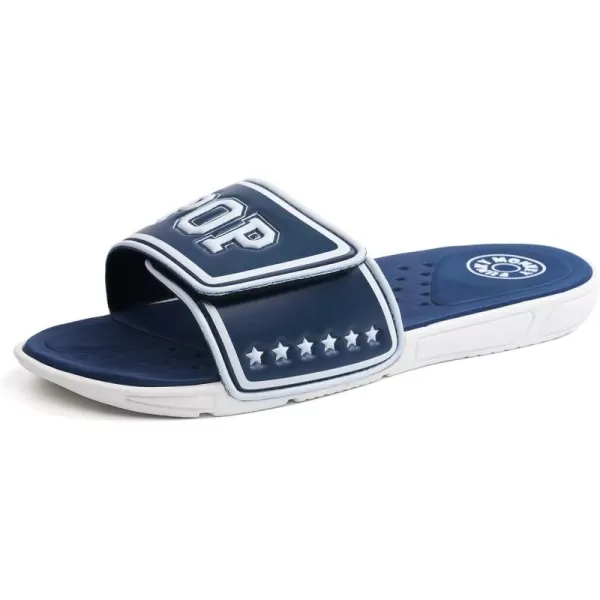 FUNKYMONKEY Men's Slide Sandals with Adjustable Upper and Comfort Quick-Dry Footbed Beach Shower Slippers