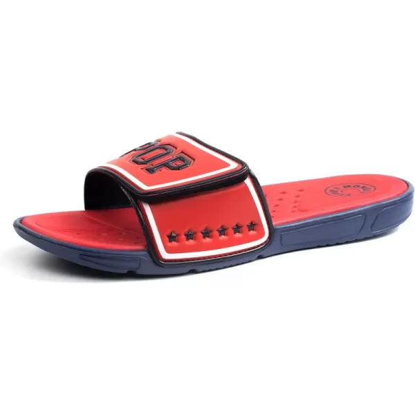 FUNKYMONKEY Men's Slide Sandals with Adjustable Upper and Comfort Quick-Dry Footbed Beach Shower Slippers