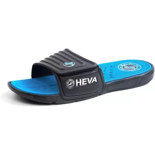 FUNKYMONKEY Men's Slide Sandals with Adjustable Upper and Comfort Quick-Dry Footbed Beach Shower Slippers