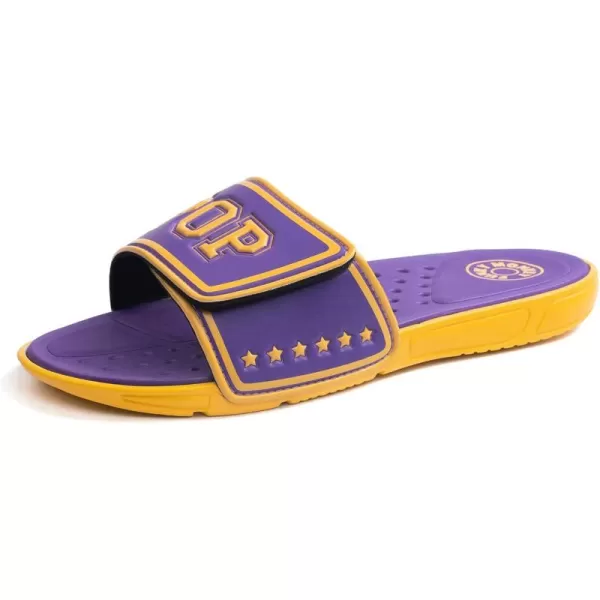 FUNKYMONKEY Men's Slide Sandals with Adjustable Upper and Comfort Quick-Dry Footbed Beach Shower Slippers
