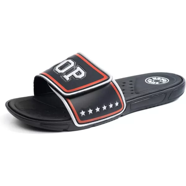 FUNKYMONKEY Men's Slide Sandals with Adjustable Upper and Comfort Quick-Dry Footbed Beach Shower Slippers
