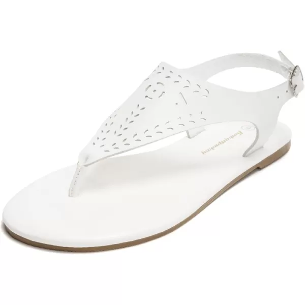 FUNKYMONKEY Thong Flat Sandals, Women's Casual T-Strap and Adjustable Ankle Buckle for Summer Beach Sandals