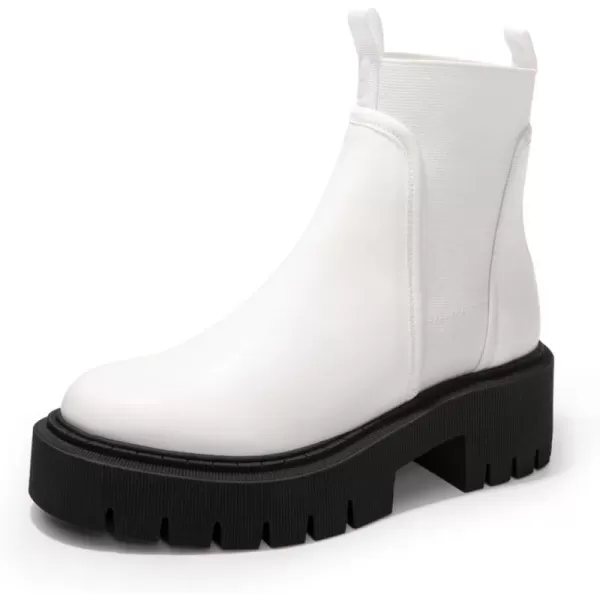 FUNKYMONKEY Women's Chelsea Boot Lug Sole Mid Heel Fashion Ankle Bootie