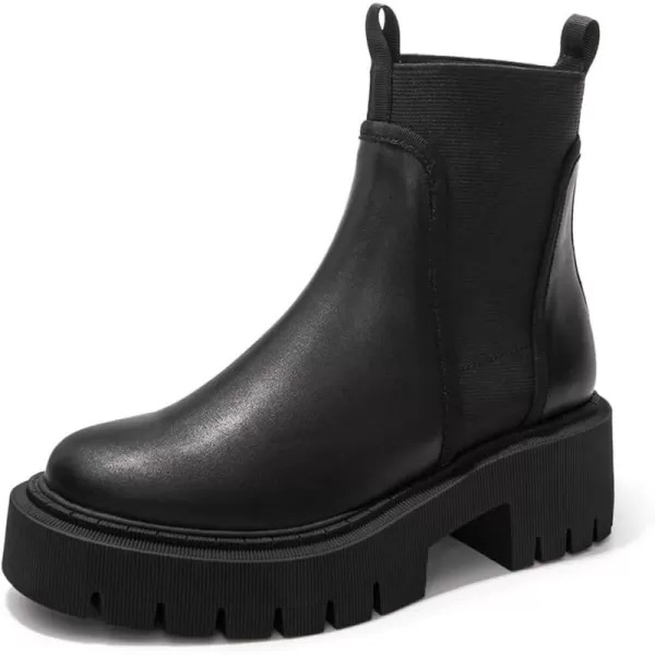 FUNKYMONKEY Women's Chelsea Boot Lug Sole Mid Heel Fashion Ankle Bootie