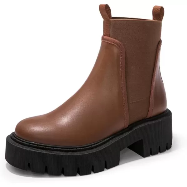 FUNKYMONKEY Women's Chelsea Boot Lug Sole Mid Heel Fashion Ankle Bootie