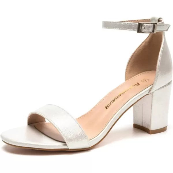 FUNKYMONKEY Women's Chunky High Heels Sandals,Two Strap Open Toe Ankle Strap Heeled Sandal,Party Wedding Strappy Buckle Sandals