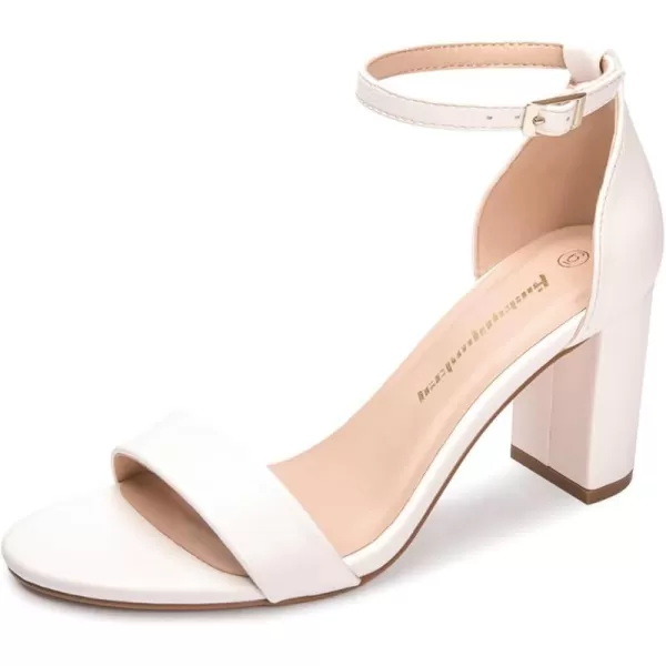 FUNKYMONKEY Women's Chunky High Heels Sandals,Two Strap Open Toe Ankle Strap Heeled Sandal,Party Wedding Strappy Buckle Sandals
