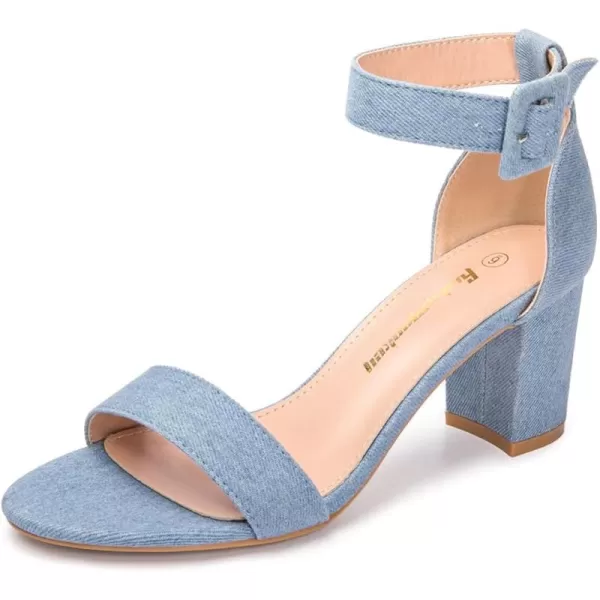 FUNKYMONKEY Women's Chunky High Heels Sandals,Two Strap Open Toe Ankle Strap Heeled Sandal,Party Wedding Strappy Buckle Sandals