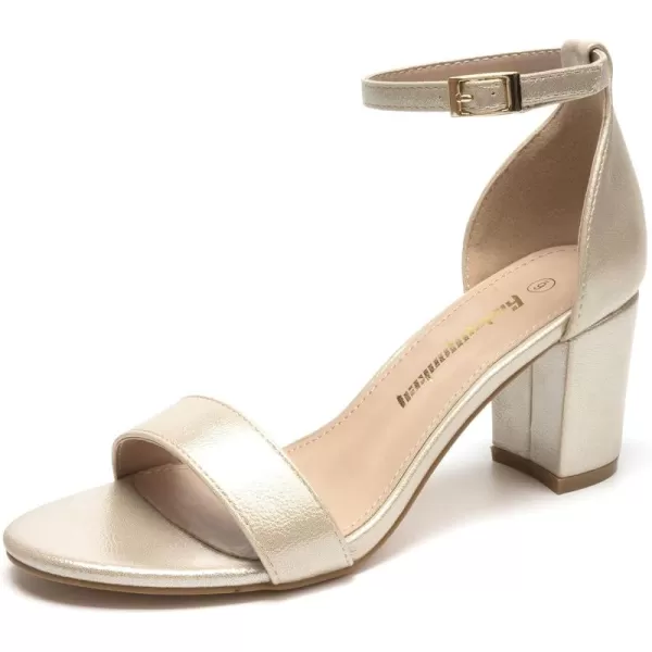 FUNKYMONKEY Women's Chunky High Heels Sandals,Two Strap Open Toe Ankle Strap Heeled Sandal,Party Wedding Strappy Buckle Sandals
