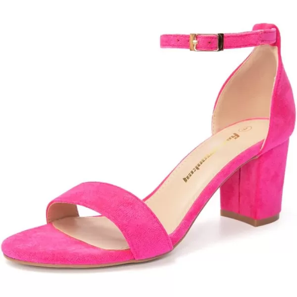 FUNKYMONKEY Women's Chunky High Heels Sandals,Two Strap Open Toe Ankle Strap Heeled Sandal,Party Wedding Strappy Buckle Sandals