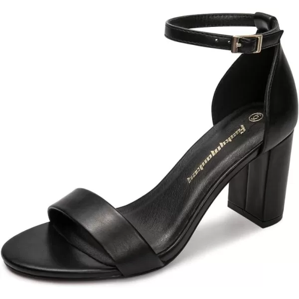 FUNKYMONKEY Women's Chunky High Heels Sandals,Two Strap Open Toe Ankle Strap Heeled Sandal,Party Wedding Strappy Buckle Sandals