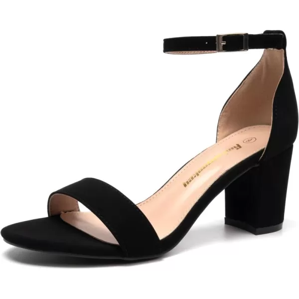 FUNKYMONKEY Women's Chunky High Heels Sandals,Two Strap Open Toe Ankle Strap Heeled Sandal,Party Wedding Strappy Buckle Sandals