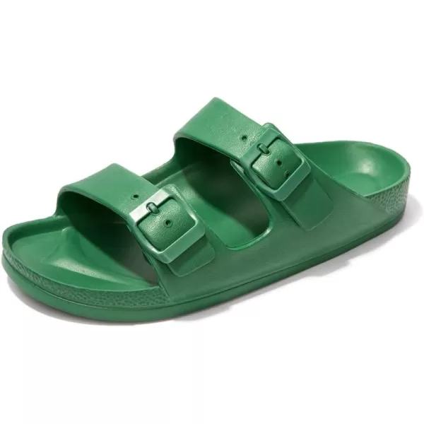 FUNKYMONKEY Women's Comfort Slides Double Buckle Adjustable EVA Flat Sandals