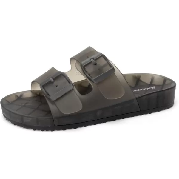 FUNKYMONKEY Women's Comfort Slides Double Buckle Adjustable EVA Flat Sandals