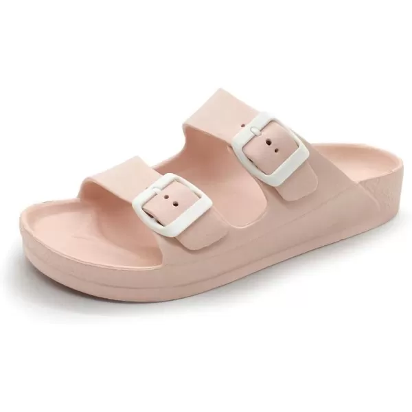 FUNKYMONKEY Women's Comfort Slides Double Buckle Adjustable EVA Flat Sandals