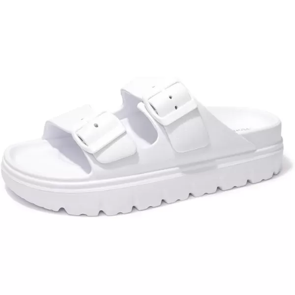 FUNKYMONKEY Women's Comfort Slides Double Buckle Adjustable EVA Flat Sandals