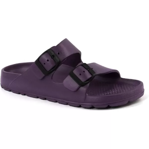 FUNKYMONKEY Women's Comfort Slides Double Buckle Adjustable EVA Flat Sandals
