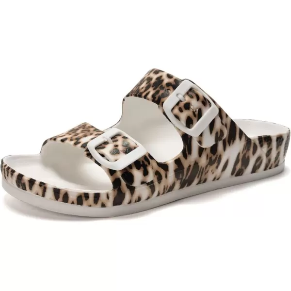 FUNKYMONKEY Women's Comfort Slides Double Buckle Adjustable EVA Flat Sandals