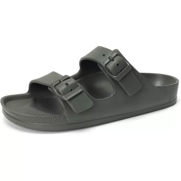 FUNKYMONKEY Women's Comfort Slides Double Buckle Adjustable EVA Flat Sandals