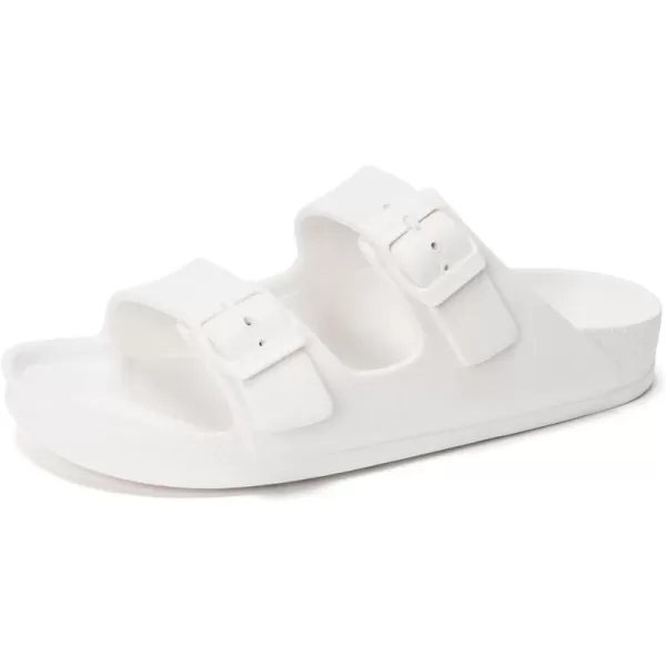 FUNKYMONKEY Women's Comfort Slides Double Buckle Adjustable EVA Flat Sandals